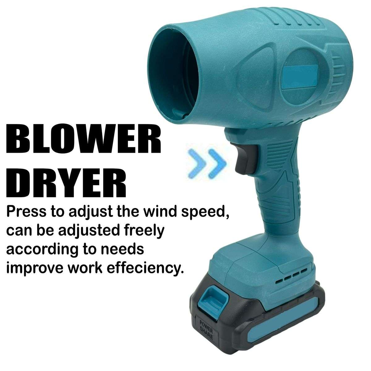 High Power Cordless Turbo Fan Blower With 2 x Battery Charger & Gloves