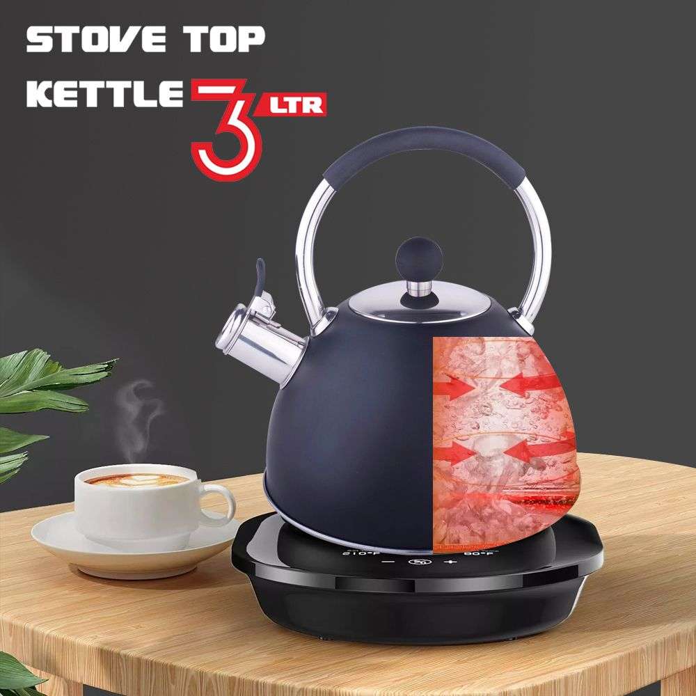 Stainless Steel Kitchen Whistle Stove Top Kettle - 3Ltr - Charcoal (PLEASE READ DESCRIPTION)