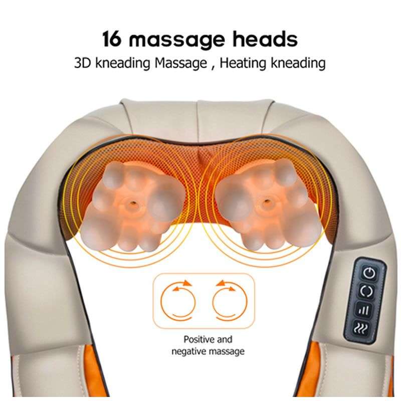 4D Neck Back Shoulder Massager with Heat Deep Kneading Massage Pillow