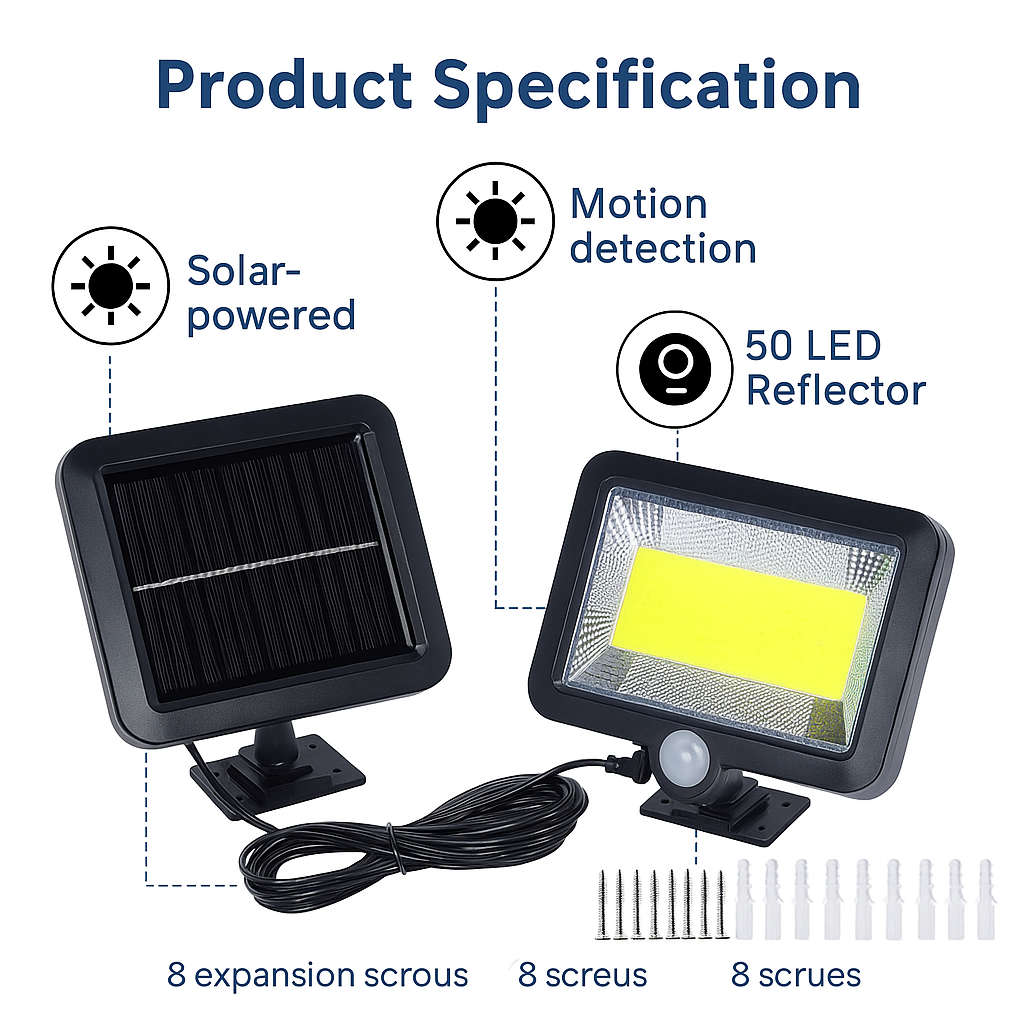 Solar-Powered Floodlight - High Lumen, Easy Install