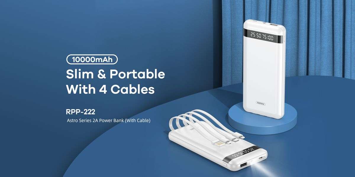 20000mah power bank fast charging - built in cables