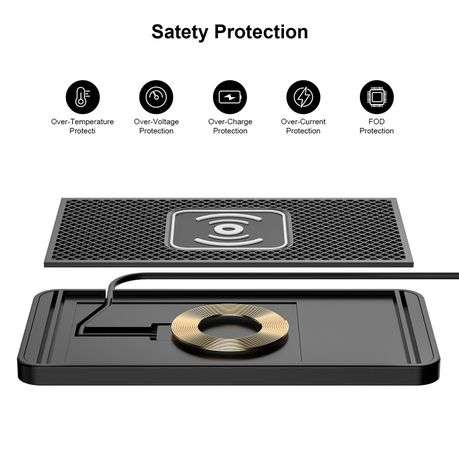 Vehicle Non-Slip Wireless Car Charger, Cuttable - 1m USB