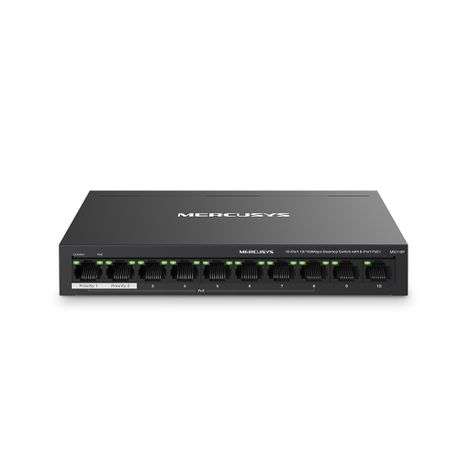 Mercusys - Tp-Link - Mercusys MS110P 10-Port 10/100Mbps Desktop Switch with 8-Port PoE+ - Mercusy...