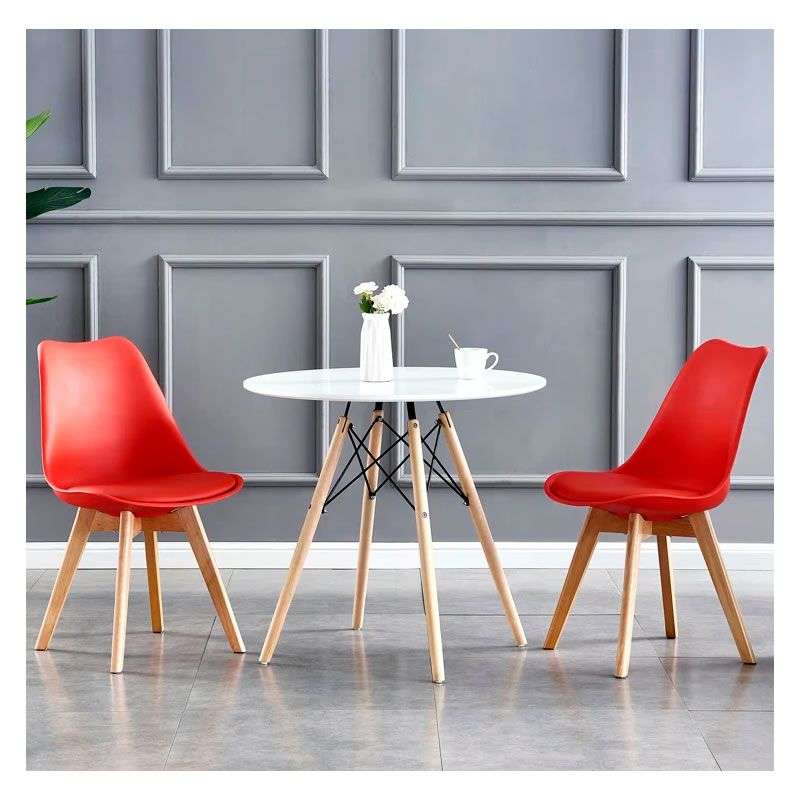 Modern Scandinavian Dining Chair - Red- 2 Pack