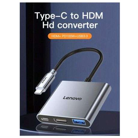 LENOVO - High-Speed Aluminum Alloy USB Hub - Grey