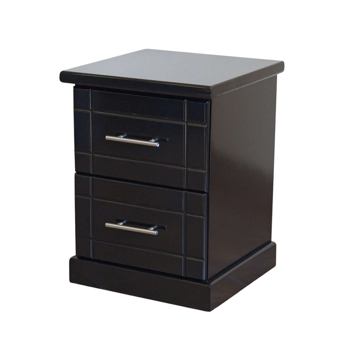 Bedside Pedestal  2 Drawer Handmade Bedroom Side Table- Black