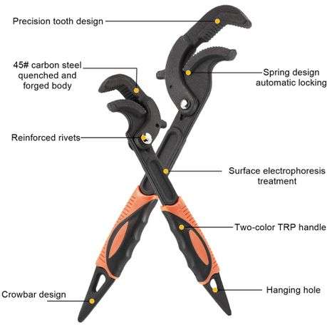 2-Piece Universal Self-Locking Adjustable Wrench Set