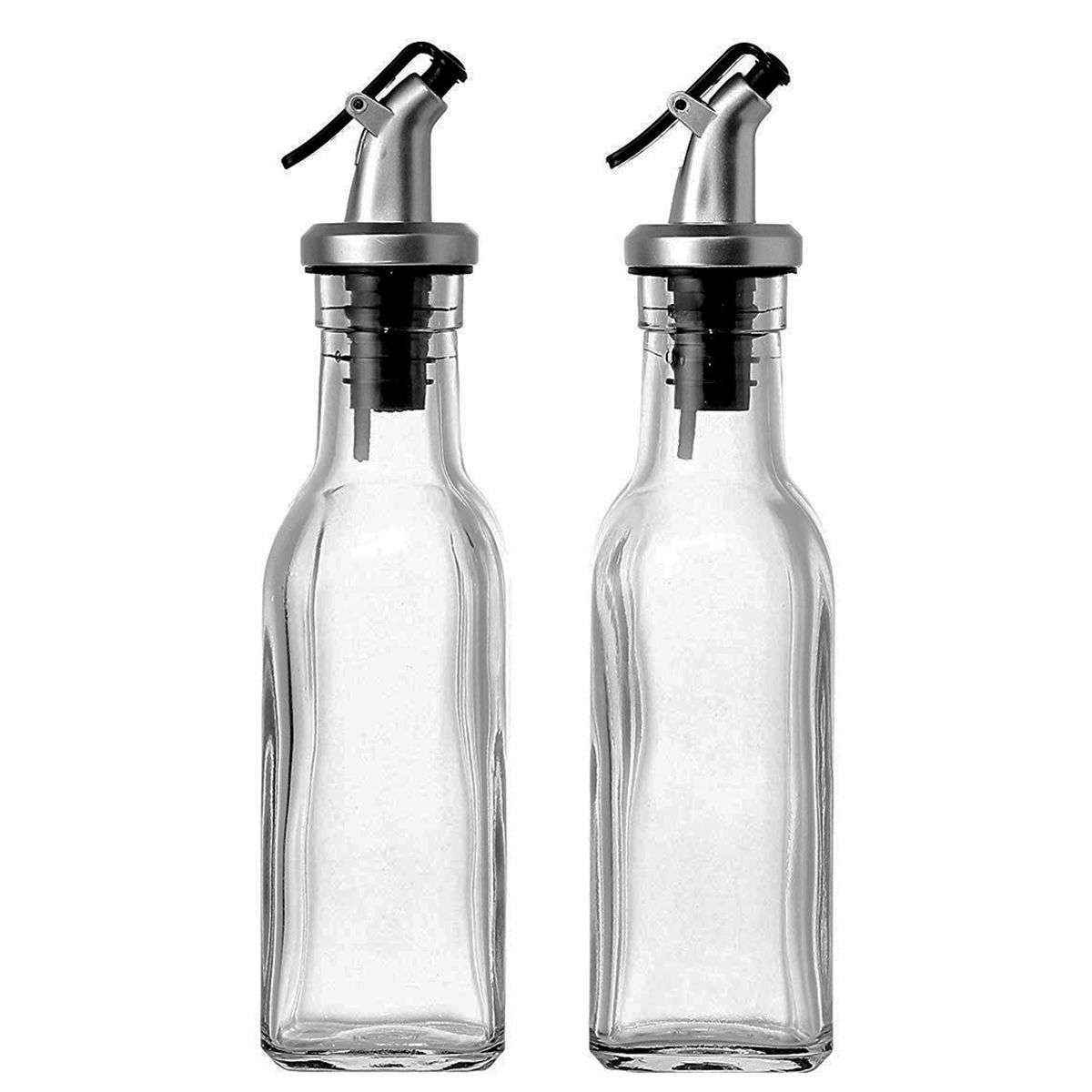 500ml Square Clear Olive Oil Glass Dispenser Bottle With Oiler Mouth