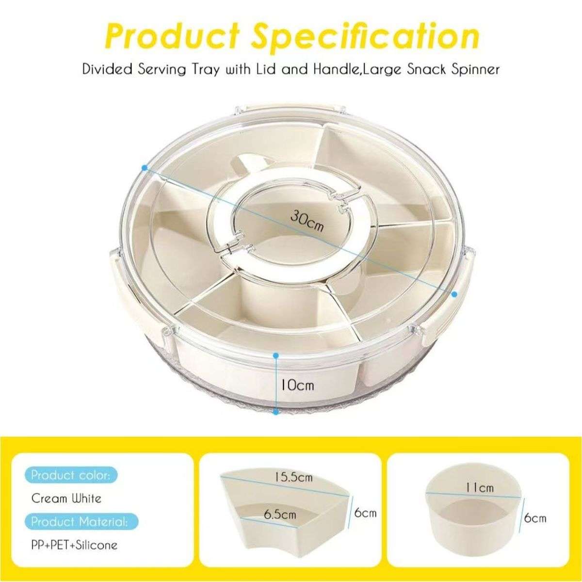 6 Compartments Spinning Food Storage Container Organizer