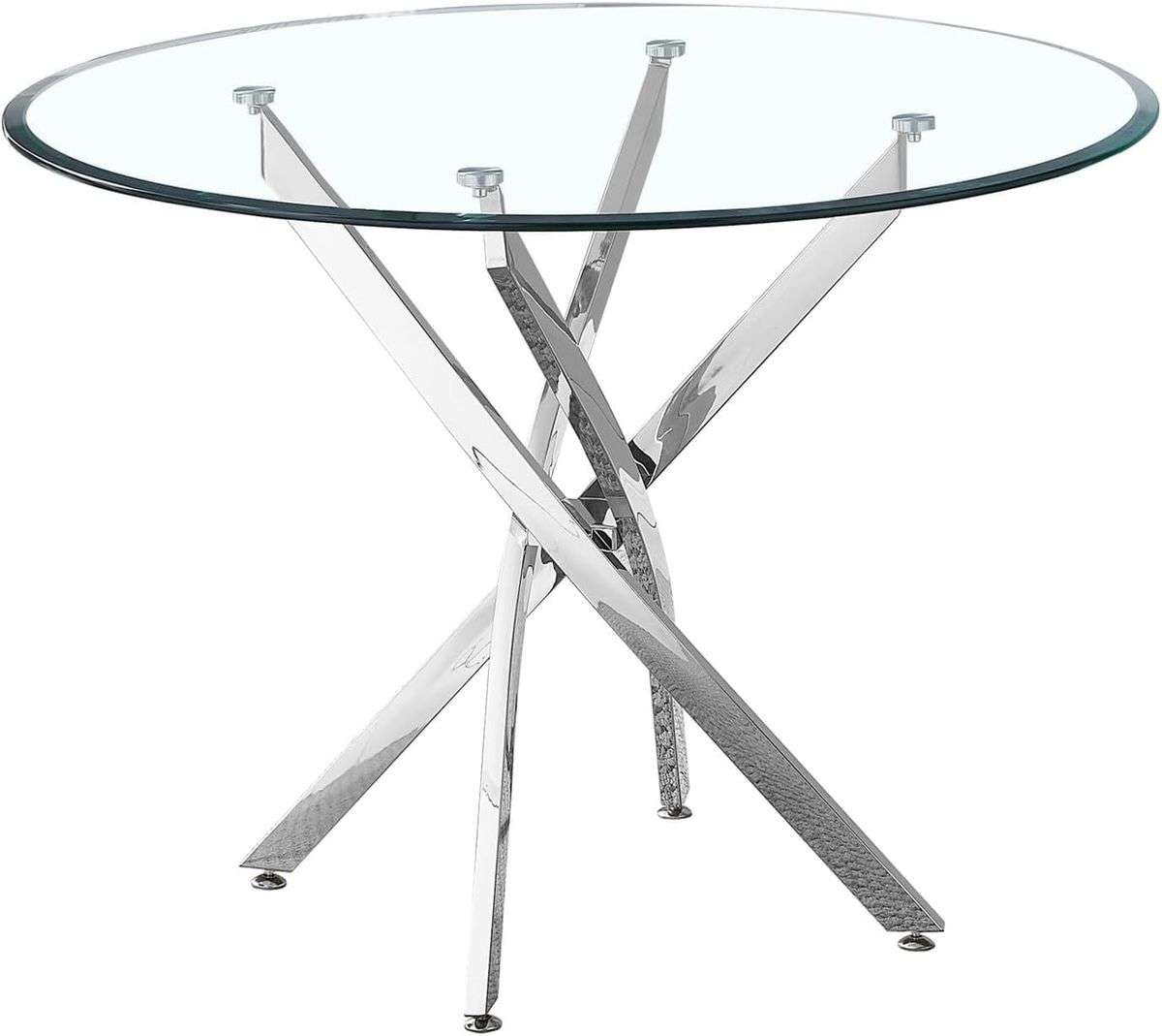 Modern Round Glass Dining Table- Transparent