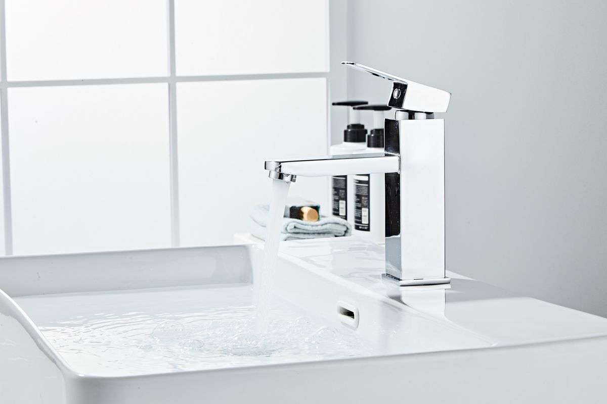 Jack Brown Square Bathroom Basin Mixer Tap With Hose - Chrome