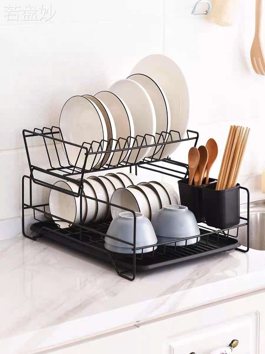 Black Iron Double Layer Dish Rack