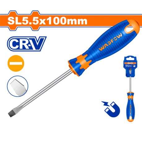 Wadfow - Slotted Screwdriver with Magnetised Tip - 5.5 x 100mm - Wadfow - Slotted Screwdriver wit...