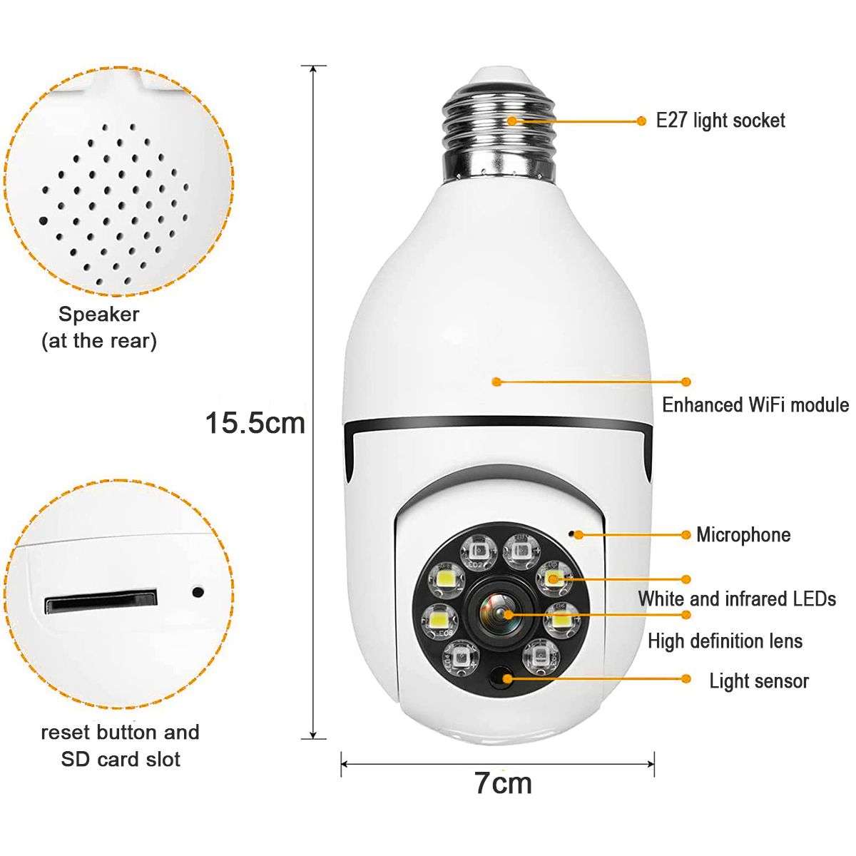 Home Security Surveillance Camera WiFi Wireless 360 Panoramic HD