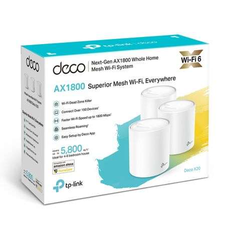 Tp-Link - Deco X20(3-Pack) AX1800 Whole-Home Mesh Wi-Fi 6 System - Tp-Link - Deco X20(3-Pack) AX1...