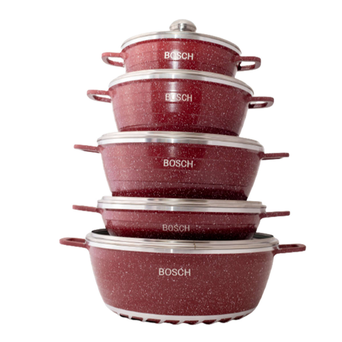 Aluminum Efficiency Non-Stick Induction10 Pot Set - Maroon