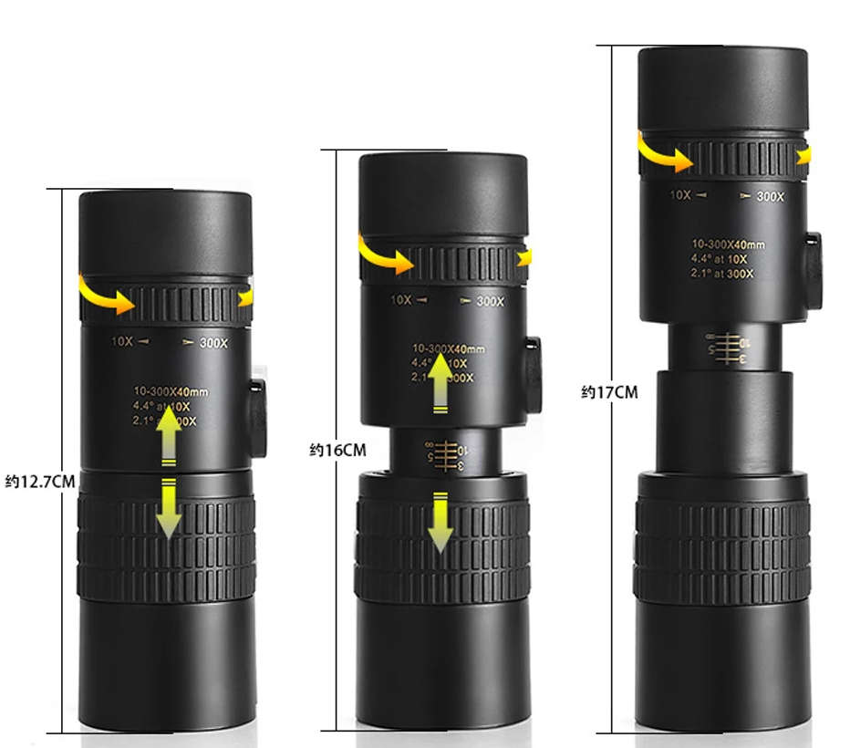 Techme 10-30x40 Zoom Professional Metal Monocular Telescope for Outdoors - OPEN BOX