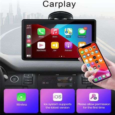 7-Inch Wireless Car Display with CarPlay, Android Auto & Bluetooth