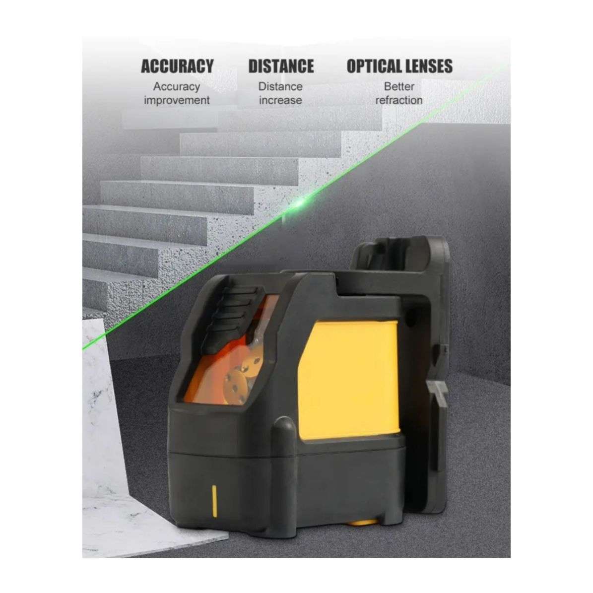 0-15m Compact Self-Leveling Laser Line With Case 3 Batteries & Work Gloves