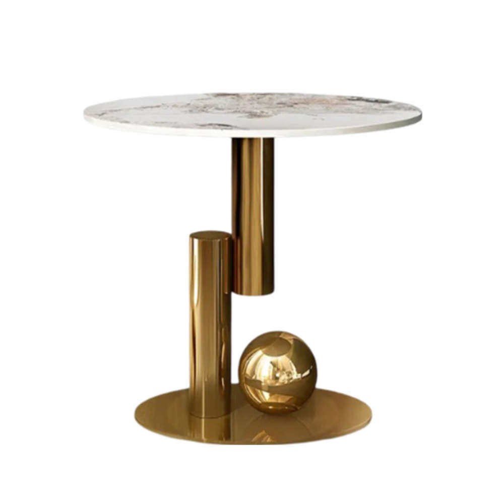 Round Sintered Stone Coffee Table with Metal Frame