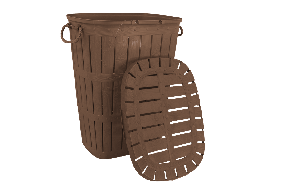 62L Brown Laundry Basket with Rope Handles and Hinged Lid (PLEASE READ DESCRIPTION)