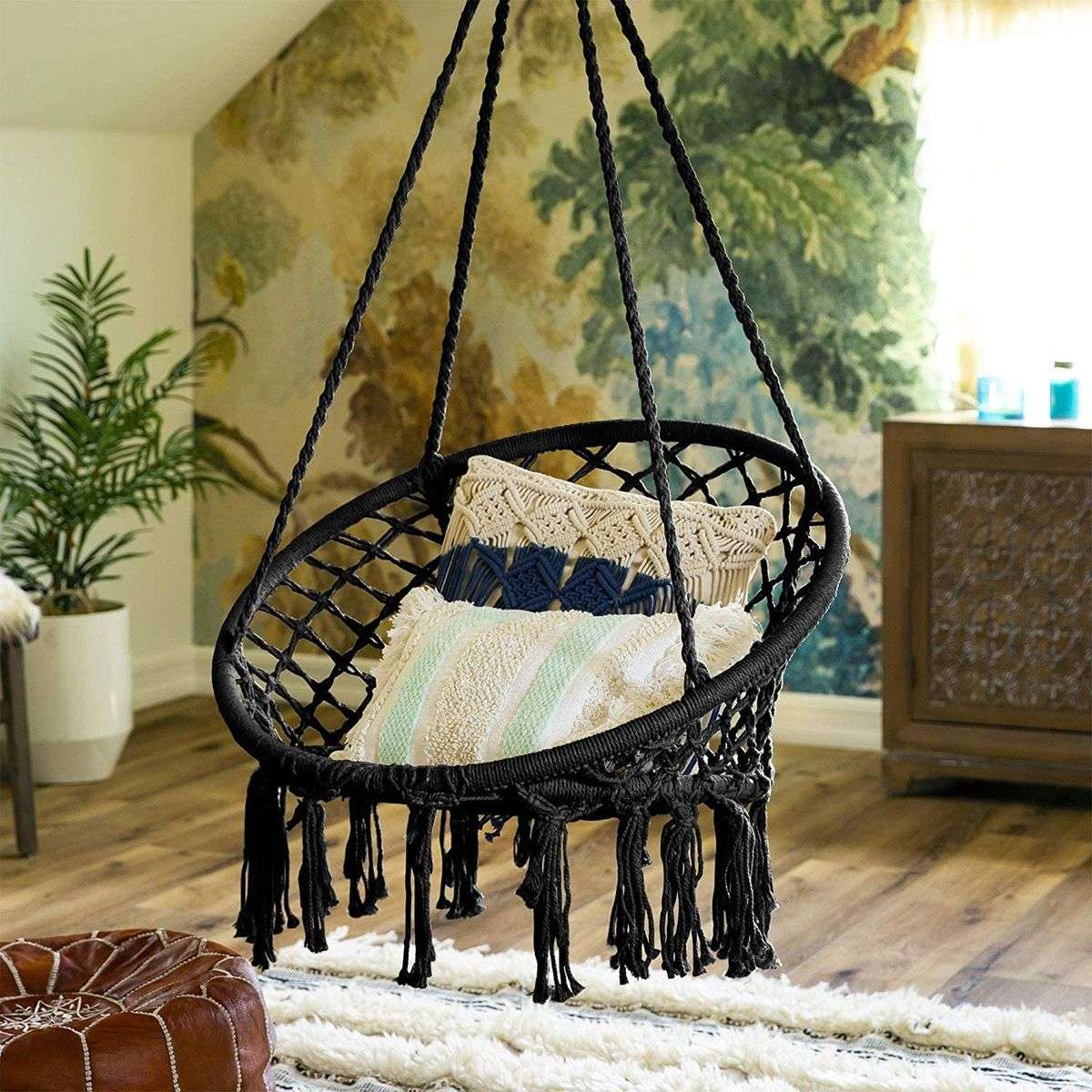 Macrame Hanging Chair Black