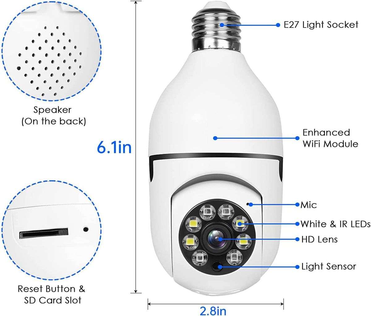 WiFi Light Socket Surveillance Camera with Motion Detection