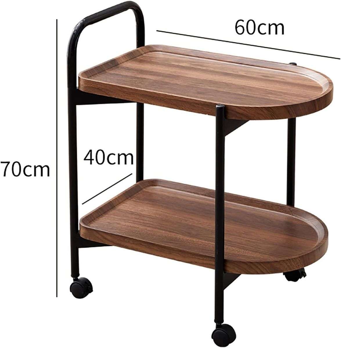 Movable Small Coffee Table 2 Layers Trolley End Table Teardop Shape