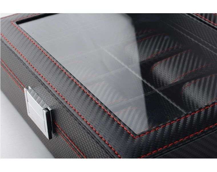 Jack Brown Luxury 10-Slot Leather Watch Display Box - Black (READ DESCRIPTION)