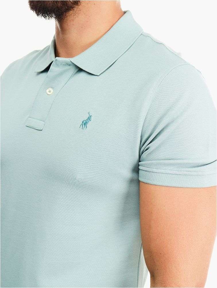 POLO Men`s Classic Pique Short Sleeve Golfer - Aqua