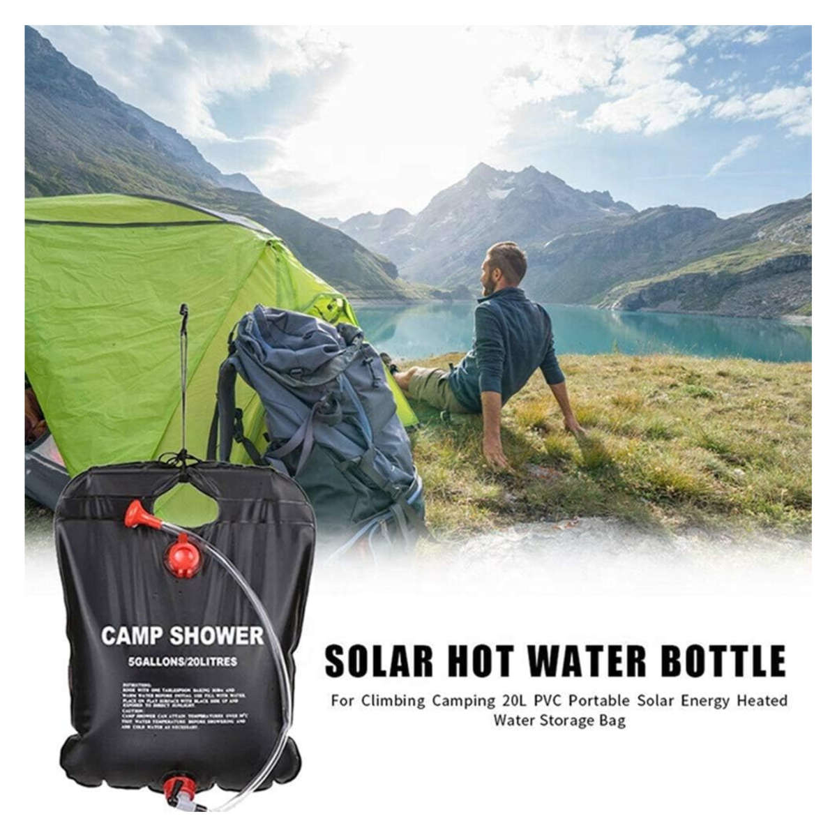 20L Solar Shower Bag - Heats up to 50 Degrees !!