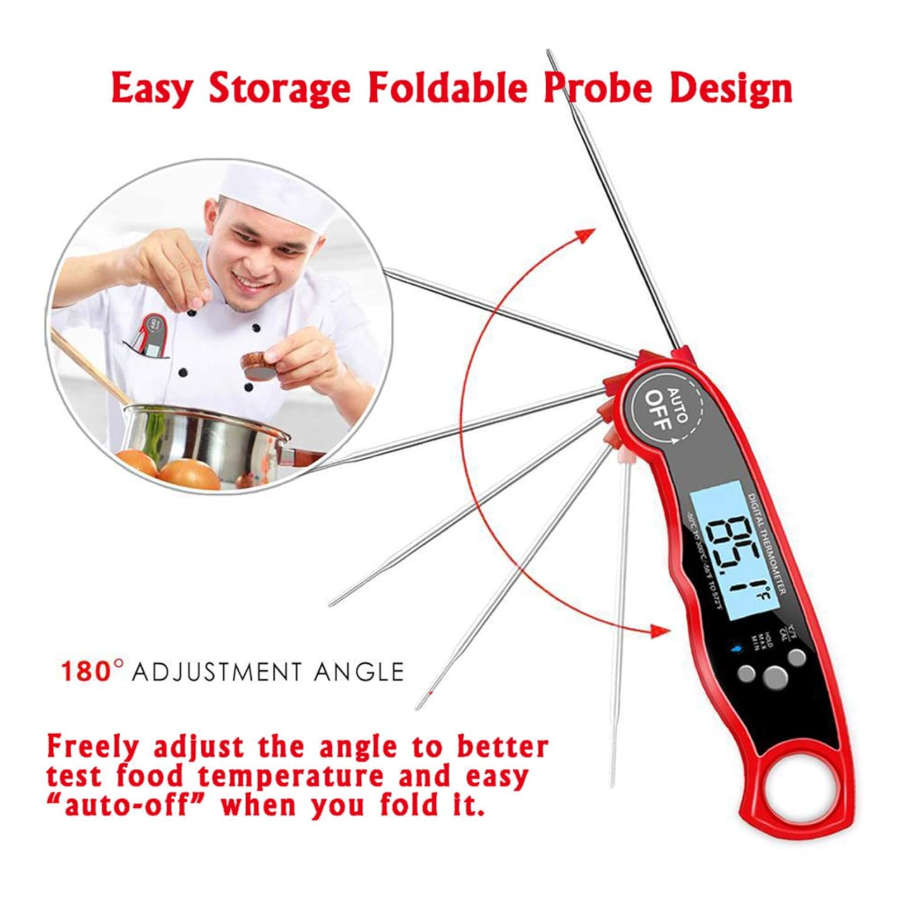 Digital Instant Read Meat Thermometer - Waterproof Kitchen Food Cooking Thermometer with Backlight