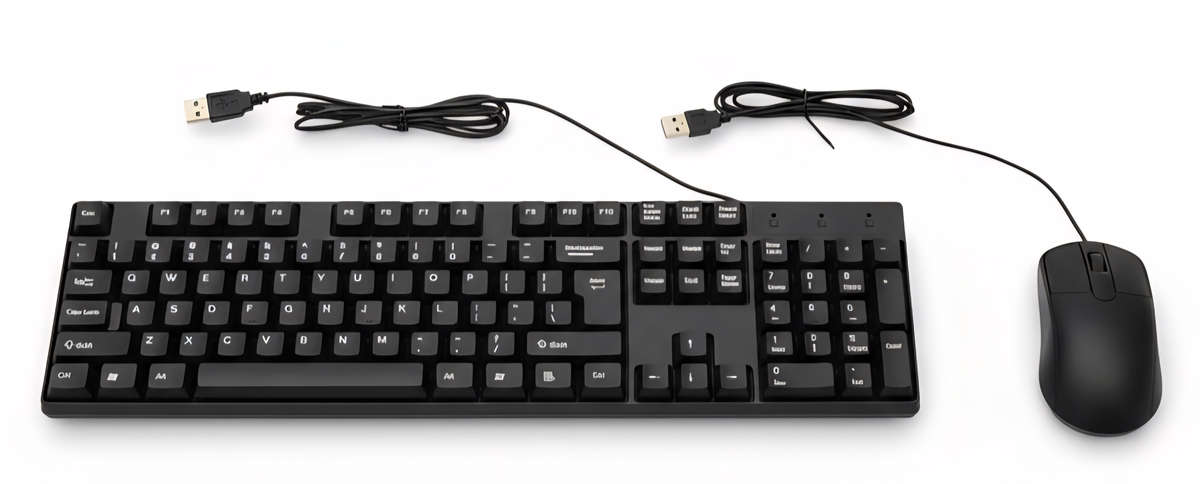 Essential Wired Keyboard & Mouse Combo - Full-Size, Plug-and-Play