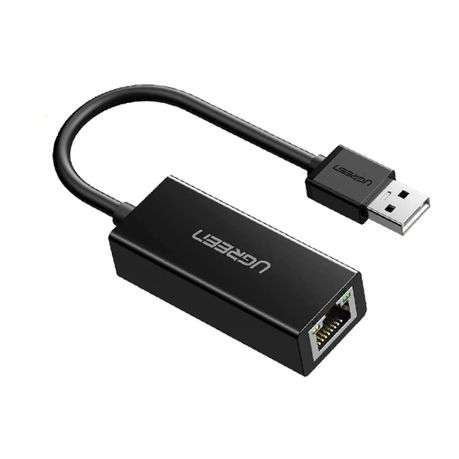 Ugreen - CR110 Ethernet Adapter | USB 2.0 to RJ45 - Black - Ugreen - CR110 Ethernet Adapter | USB...