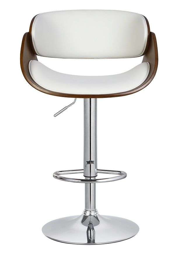 Adjustable Wooden cutout barstool with faux leather - White - 2 Pack