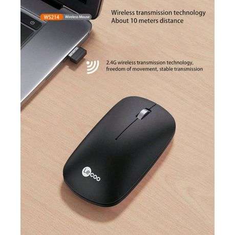 Lenovo Lecoo - WS214 - 2.4G Slim Portable 1200 DPI Wireless Mouse - Black