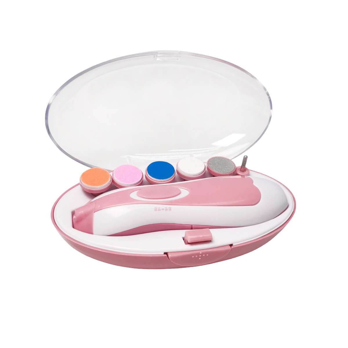 Baby Nail Trimmer Electric File Set with Light Replacement Heads - Pink