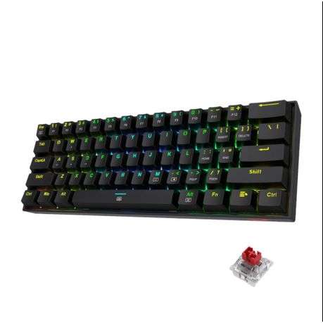 Redragon - Dragonborn Wired Mechanical Keyboard RGB 61 Key Design - Black - Redragon - Dragonborn...