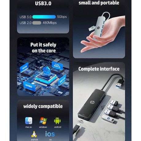 HP - Five in One Docking Station With Type-C & USB Interfaces - Silver