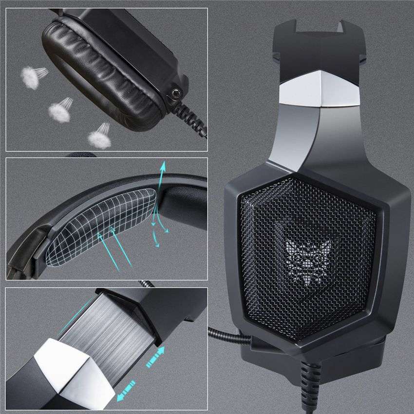 ONIKUMA K8 3.5mm Gaming Headphones with Mic & RGB LED Lights Black - Open Box