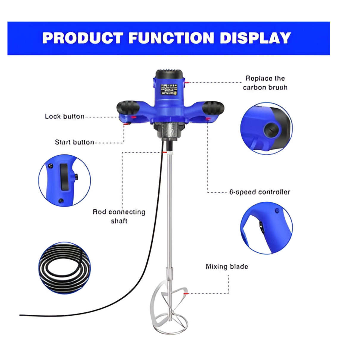 Handheld Industrial Paint Cement Mixer 1200W