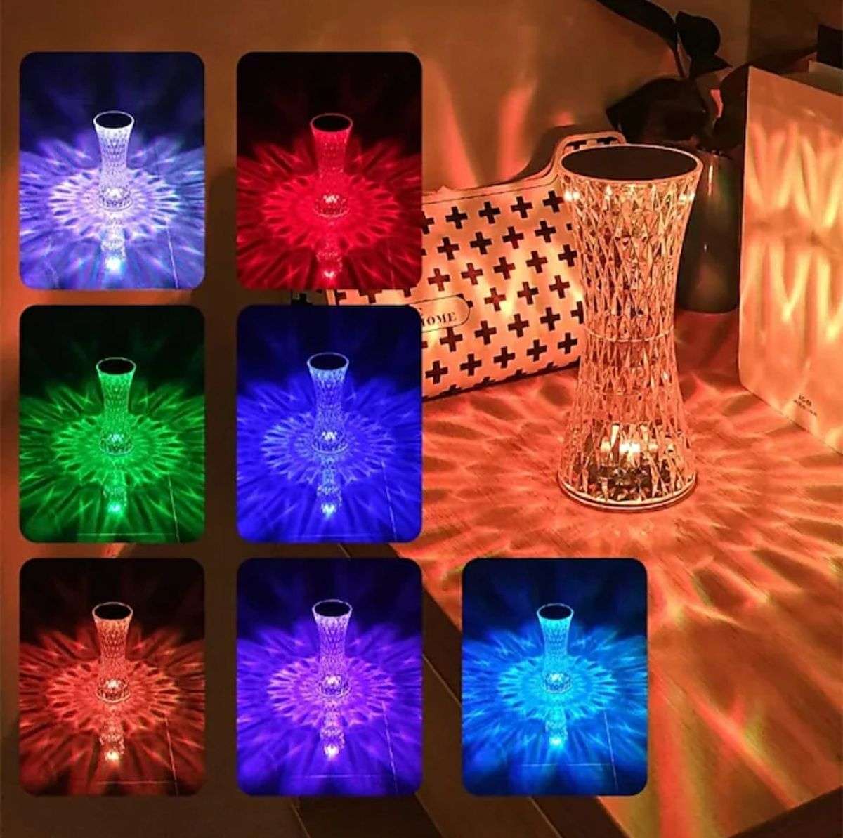 Rechargeable Crystal Diamond Multicolour Touch Desk Lamp