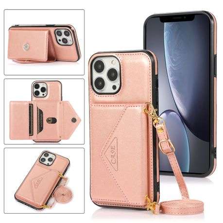 Leather wallet case with crossbody strap for iPhone 12 Pro