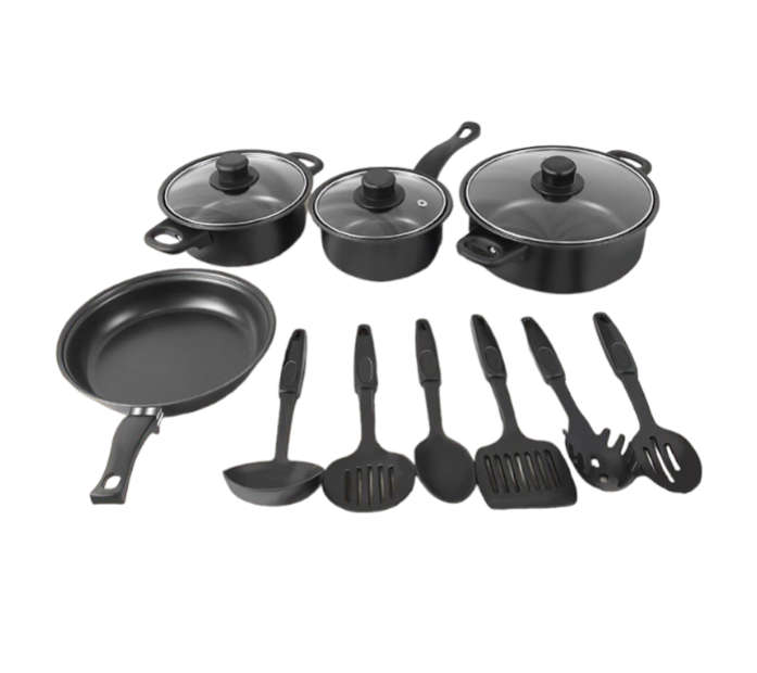 13 Piece Black Carbon Non-Stick Cookware Set