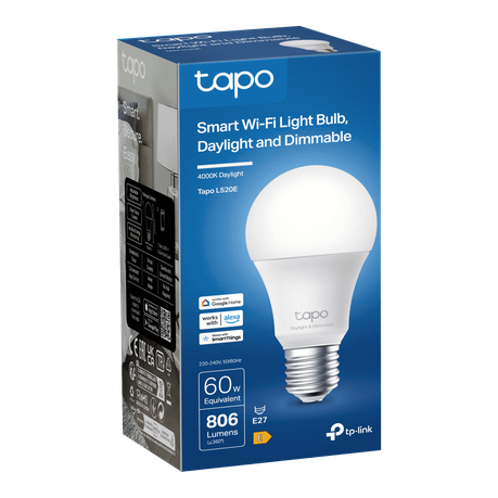 Tp-Link - Tapo L520E Smart WiFi Light Bulb - Dimmable Daylight, Voice Control - Tp-Link - Tapo L5...