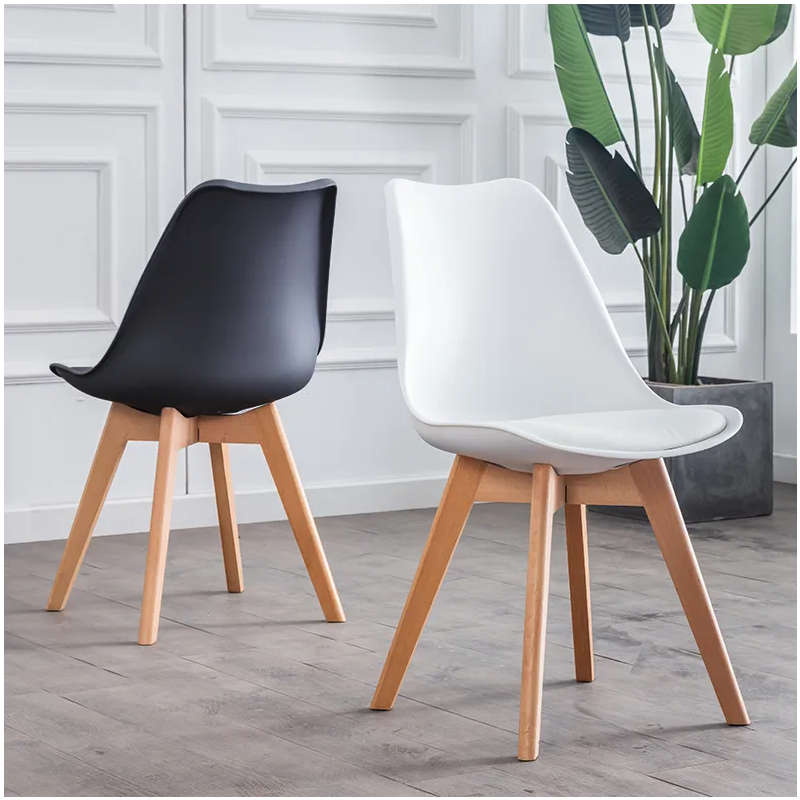 Classy Padded Retro Plastic Dining Chair - Black