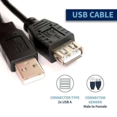 Vcom - Passive USB2.0 Extension Cable (CU202-B)- 1.8m Black Pack of 4 - Vcom - Passive USB2.0 Ext...