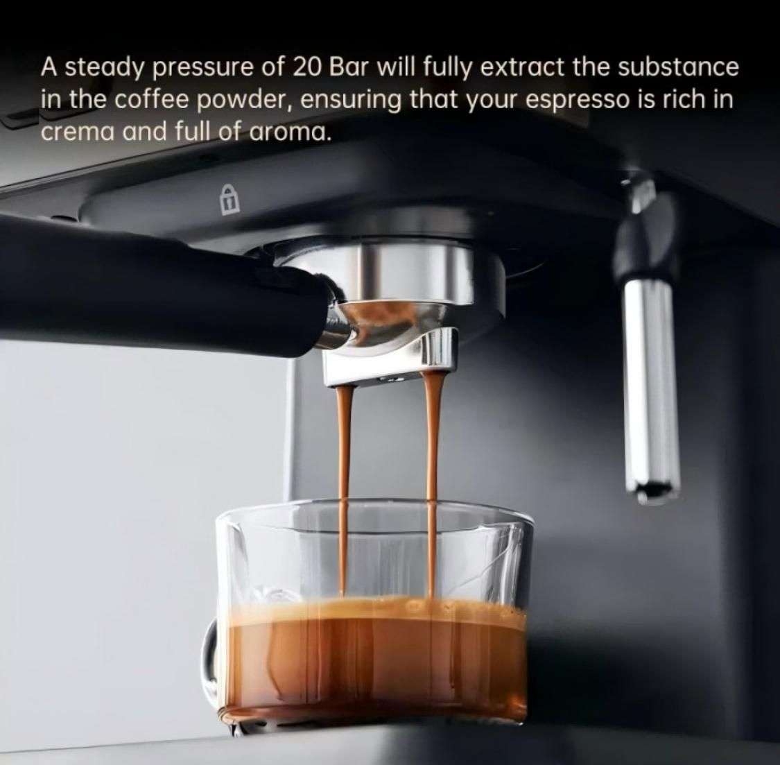 Hoffmans Automatic Control Espresso Coffee Maker with Milk Frother - 20 Bar
