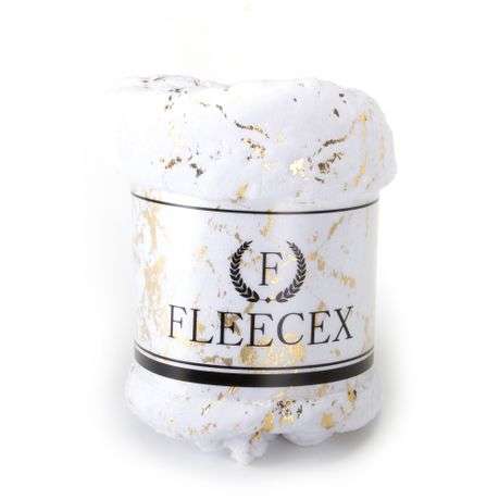 FLEECEX Metallic Plush Fleece Warm Winter Lightweight Blanket & Throw -150 x 200 cm - White