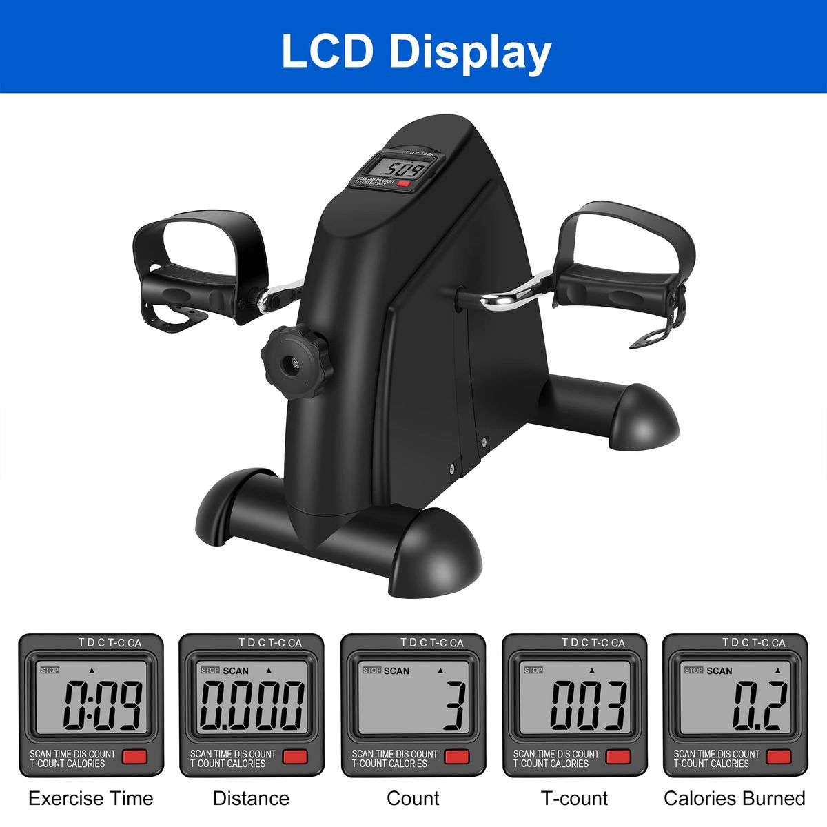 Mini fitness bike pedal small fitness equipment with LCD display